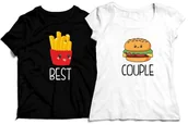 Gadżety dla niej i dla niego - Koszulki dla PAR - BEST COUPLE Frytki i Hamburger Komplet Koszulek Prezent Walentynki - miniaturka - grafika 1