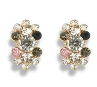 Kolczyki - Klipsy do uszu złote z kolorowymi cyrkoniami - miniaturka - grafika 1