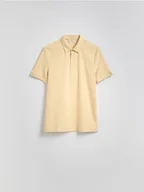 Koszulki męskie - Reserved - Polo z merceryzowanej bawełny - jasnożółty - miniaturka - grafika 1