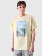 Koszulki męskie - 4F T-shirt męski bawełniany 4FRSS24TTSHM2132-73S Żółty Roz. XXL - miniaturka - grafika 1
