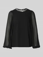 Bluzki damskie - Bluzka o kroju regular fit z obszyciem ozdobnymi kamieniami model ‘WILLY’ - miniaturka - grafika 1