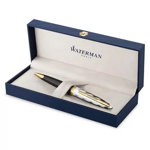 Waterman Carène, długopis, metal i czarny lakier ze złotymi zdobieniami, cyzelowana nasadka, końcówka medium - Długopisy - miniaturka - grafika 1