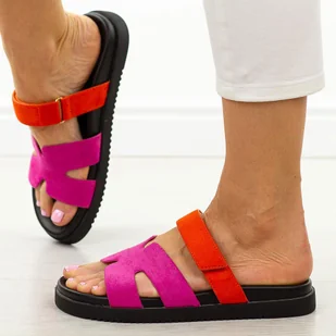 Fuksjowo pomarańczowe klapki damskie Vinceza 17401 - Klapki i japonki damskie - miniaturka - grafika 1