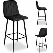Taborety i hokery - Krzesło barowe TORONTO aksamitne czarne VELVET - miniaturka - grafika 1
