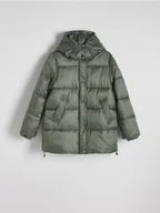 Kurtki damskie - Reserved - Pikowana kurtka z kapturem - oliwkowy - miniaturka - grafika 1