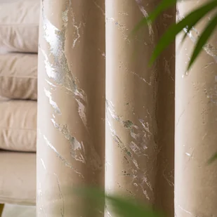 MARMA Zasłona gotowa na przelotkach, szerokość 140cm x wysokość 250cm, kolor ciemny beżowy ze srebrnym nadrukiem na VELVI - Zasłony MARMA Zasłona gotowa na przelotkach, szerokość 140cm x wysokość 250cm, kolor ciemny beżowy ze srebrnym nadrukiem na VELVI - Zasłony - miniaturka - grafika 1