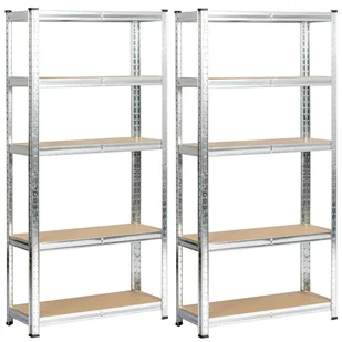 Regał metalowy do garażu piwnicy magazynowy zestaw 2 sz. 70x30x154 - Srebrny - Szafy i regały magazynowe - miniaturka - grafika 1