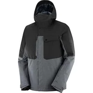 Kurtki męskie - Salomon Męska kurtka POWDERSTASH JKT M, heban/czarna, S, Hebony/czarny, S - miniaturka - grafika 1
