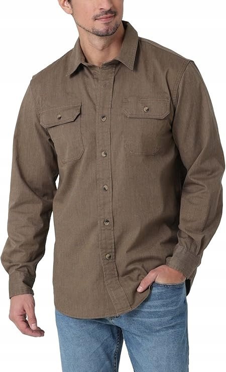 WRANGLER KOSZULA CASUAL BRĄZOWA Z DŁUGIM RĘKAWEM Z NASZYWKAMI 2XL 17BA