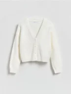 Swetry dla dziewczynek - Reserved - Dzianinowy kardigan - biały - miniaturka - grafika 1