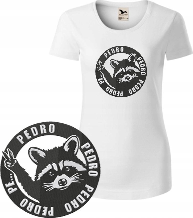 KOSZULKA DAMSKA SZOP PEDRO BIAŁY L KRÓTKI RĘKAW HAFT PREZENT BAWEŁNA 100%