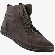 Botki męskie - Trzewiki Męskie Buty Na Zimę Ocieplane Sznurowane Szare Polbut 382F Szary 45 - miniaturka - grafika 1