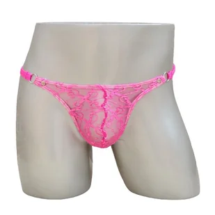 Sexy Męskie Stringi Koronkowe Przeźroczyste - rozmiar Uniwersalny - Majtki męskie - miniaturka - grafika 1
