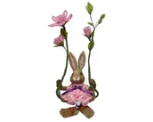 Wielkanoc - Dekoracja wiosenna zając huśtawka z kwiatów duży - miniaturka - grafika 1