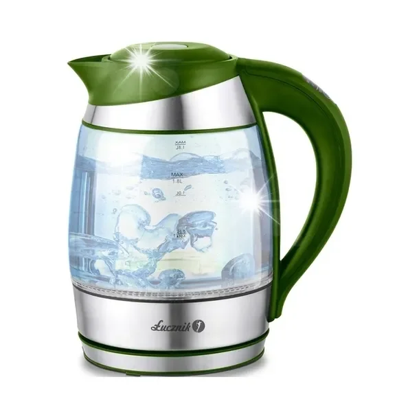 Czajnik szklany Łucznik 2200W regulacja temperatury zielony 1,8L
