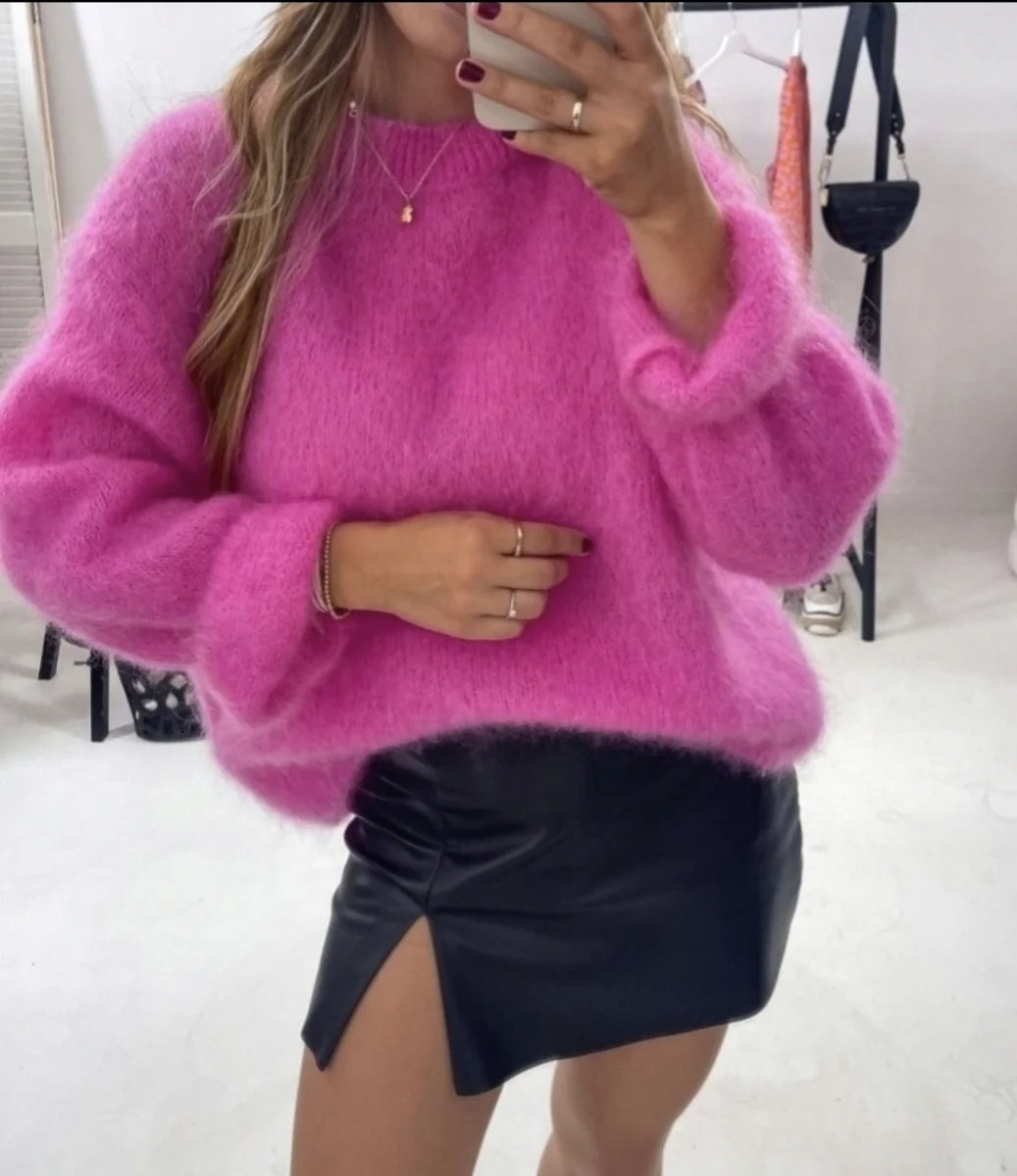 Premium ! Sweter długi rękaw 81 % kid moher