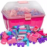 Klocki - Klocki konstrukcyjne Hemar K1 - INSTA kolor, w Kuferku Medium (różowy) - miniaturka - grafika 1