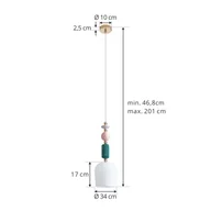 Lampy sufitowe - Lindby Lampa wisząca Ysoria, szary/różowy/zielony, ceramika, Ø 16 cm - miniaturka - grafika 1