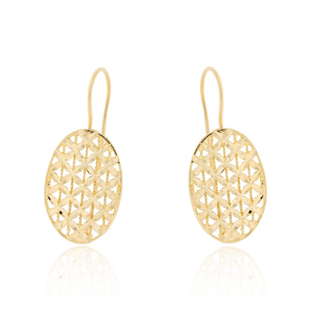 Złote kolczyki owalne ażurowe bigiel pr. 585