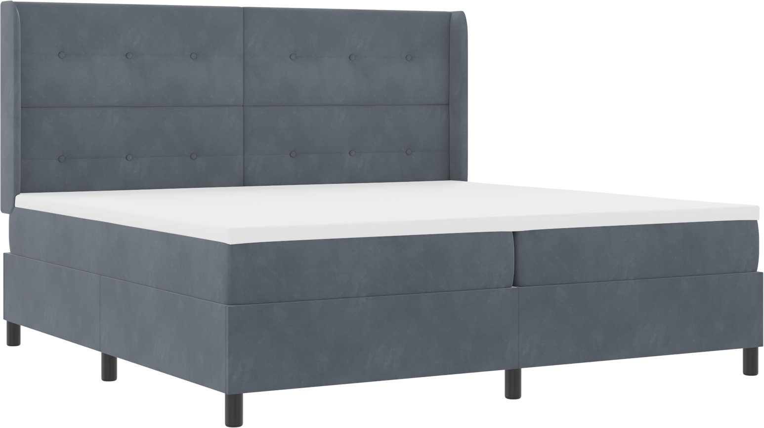 Łóżko Box Spring z materacem i LED szare 200x200 cm aksamitne
