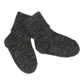 Skarpetki dla dzieci - Gobabygo - Wełniane Antypoślizgowe Skarpetki Do Nauki Chodzenia Alpaca Dark Grey Melange 6-12 M-Cy - miniaturka - grafika 1