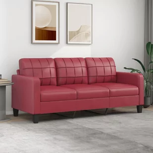 vidaXL 3-osobowa sofa, winna czerwień, 180 cm, sztuczna skóra - Sofy i kanapy - miniaturka - grafika 1