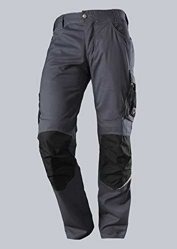 BP 1998-570-5632 spodnie robocze z kieszeniami na kolanach - smukły kształt - elastyczny pasek na plecach - 65% poliester, 35% bawełna - krótki krój - rozmiar: 50s - kolor: antracytowy/czarny