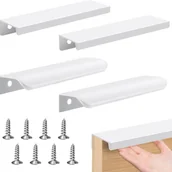 Zawiasy, okucia i inne akcesoria - Zestaw 4 uchwytów niewidocznych 120 mm – białe aluminium, uchwyt ukryty do mebli i drzwi ze śrubami w zestawie - miniaturka - grafika 1