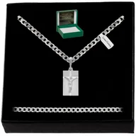 Naszyjniki męskie - Srebrny Męski Naszyjnik Z Zawieszką Pr. 925 Grawer - miniaturka - grafika 1