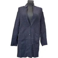 Płaszcze damskie - Zara Płaszcz Damski Stylowy Elegancki Wygodny Granatowy z Guzikami M - miniaturka - grafika 1
