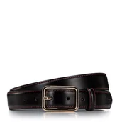 Paski - Damski pasek skórzany z czerwoną nitką - miniaturka - grafika 1