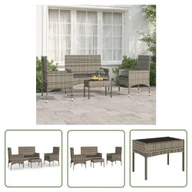 Meble ogrodowe - The Living Store 4-cz. zestaw wypoczynkowy do ogrodu - poduszki - szary rattan PE - Ogrodowy Zestaw Wypoczynkowy - miniaturka - grafika 1