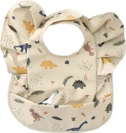 Śliniaki i fartuszki - Śliniaczek dla Niemowlaka z Kieszonką i Falbankami BEŻOWY DINOZAURY - miniaturka - grafika 1