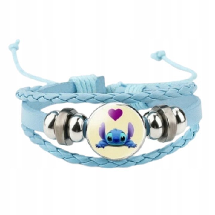 Bransoletka Pleciona Błękitna Regulowana Niebieski Stworek Serduszko