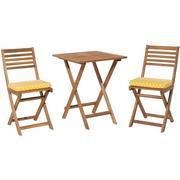 Meble ogrodowe - Beliani Stół z krzesłami do ogrodu z żółtymi poduszkami ozdobnymi FIJI brązowy - miniaturka - grafika 1