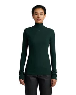 Koszulki i topy damskie - G-STAR RAW Damski top Rib Mock Slim Top, Zielony (liście D22074-d107-4287), XS - grafika 1