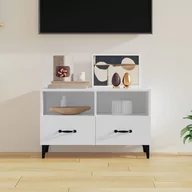 Szafki RTV - Lumarko Szafka pod TV, biała, 80x36x50 cm, materiał drewnopochodny - miniaturka - grafika 1
