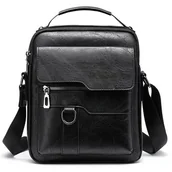 Torby podróżne - Torba Męska Skórzana Na Ramię deForde Czarna Wygodna Do Pracy Biznesowa OS - miniaturka - grafika 1
