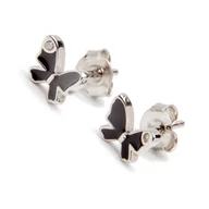 Biżuteria dla dzieci - Srebrne kolczyki czarny motyl - miniaturka - grafika 1