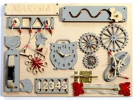 Zabawki sensoryczne - tablica manipulacyjna mała - 40x30 cm - naturalna - miniaturka - grafika 1