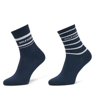 Zestaw 2 par wysokich skarpet damskich Tommy Hilfiger 701236457 Granatowy - Skarpetki damskie - miniaturka - grafika 1