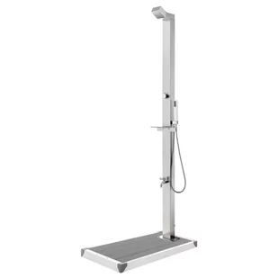 vidaXL Lumarko Prysznic ogrodowy z szarą podstawą, 225 cm, stal nierdzewna 3070782 - Akcesoria do basenów - miniaturka - grafika 1