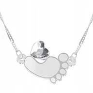 Naszyjniki - Naszyjnik Srebrny ze Stópką Dziecka Nóżka Dziecko Ślad Stopa SREBRO 925 - miniaturka - grafika 1