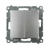 Wyłączniki światła i elektryczne - Simon Włącznik podwójny 54 srebrny - miniaturka - grafika 1