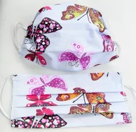 Odzież robocza - Maseczka Maska Ochronna Na Twarz Szara Kolorowe Motyle 4493 - miniaturka - grafika 1