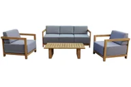 Meble ogrodowe - Meble ogrodowe aluminiowe Lyon Teak / Fog Grey - miniaturka - grafika 1
