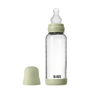 BIBS BUTELKA SZKLANA ze smoczkiem antykolkowym z silikonu medycznego, pojemność 240 ml, SAGE - Butelki dla niemowląt - miniaturka - grafika 1