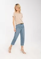 Spodnie damskie - Spodnie jeansowe damskie, Mom Fit, D-TELLSY - Volcano - miniaturka - grafika 1