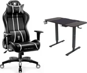 Fotele gamingowe - Fotel Diablo Chairs X-ONE 2.0 NORMAL czarno-biały + EGON 1100 Orzechowe 110 cmx60 cm - miniaturka - grafika 1