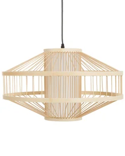 BELIANI Lampa wisząca jasna natrualna bambusowa klosz pleciony - Oprawy, klosze i abażury - miniaturka - grafika 1
